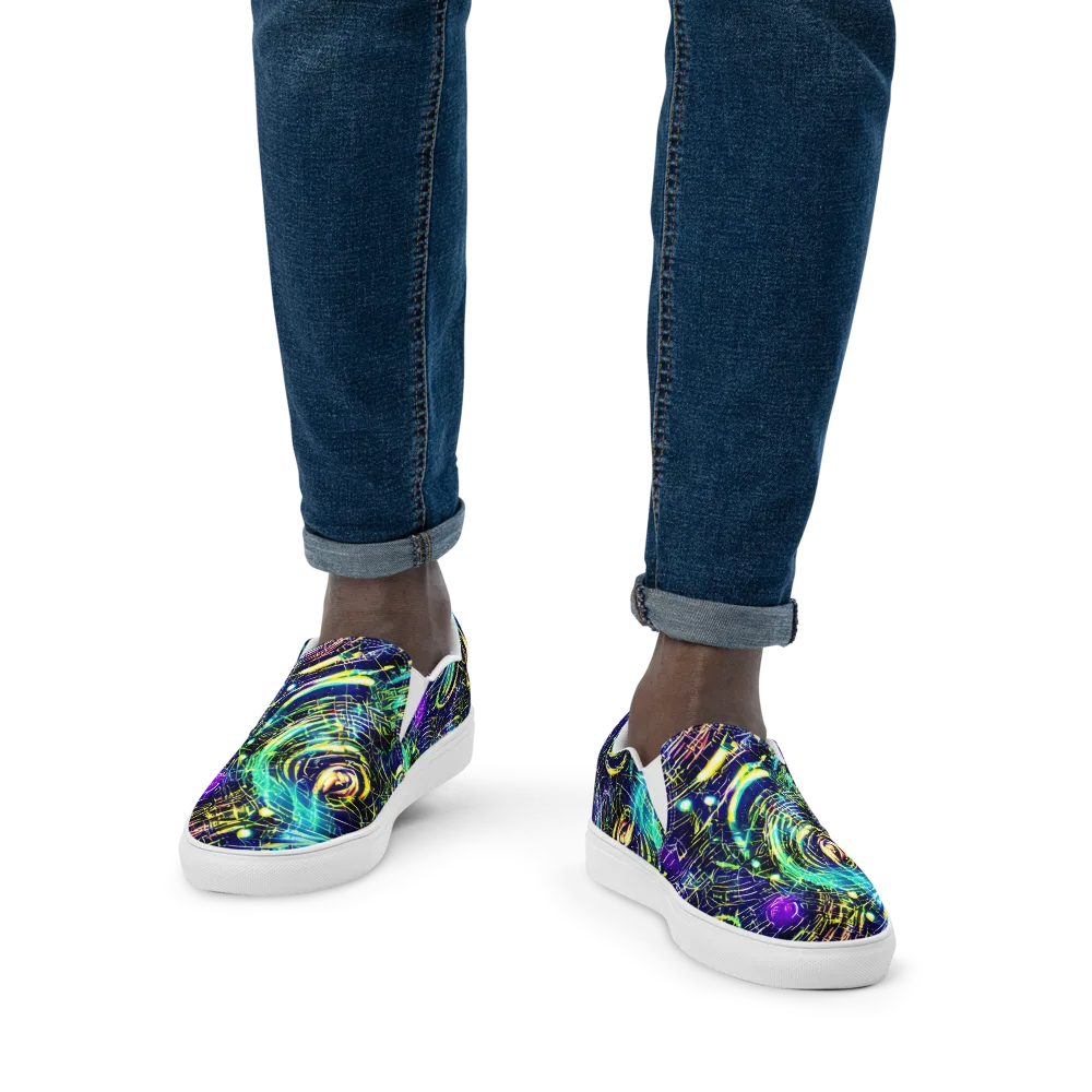 Futurist Fire on Men's Slip-On Canvas Shoes — Front