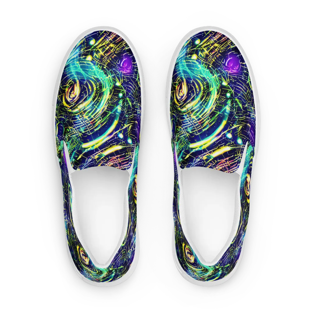 Futurist Fire on Women's Slip-On Canvas Shoes — Front