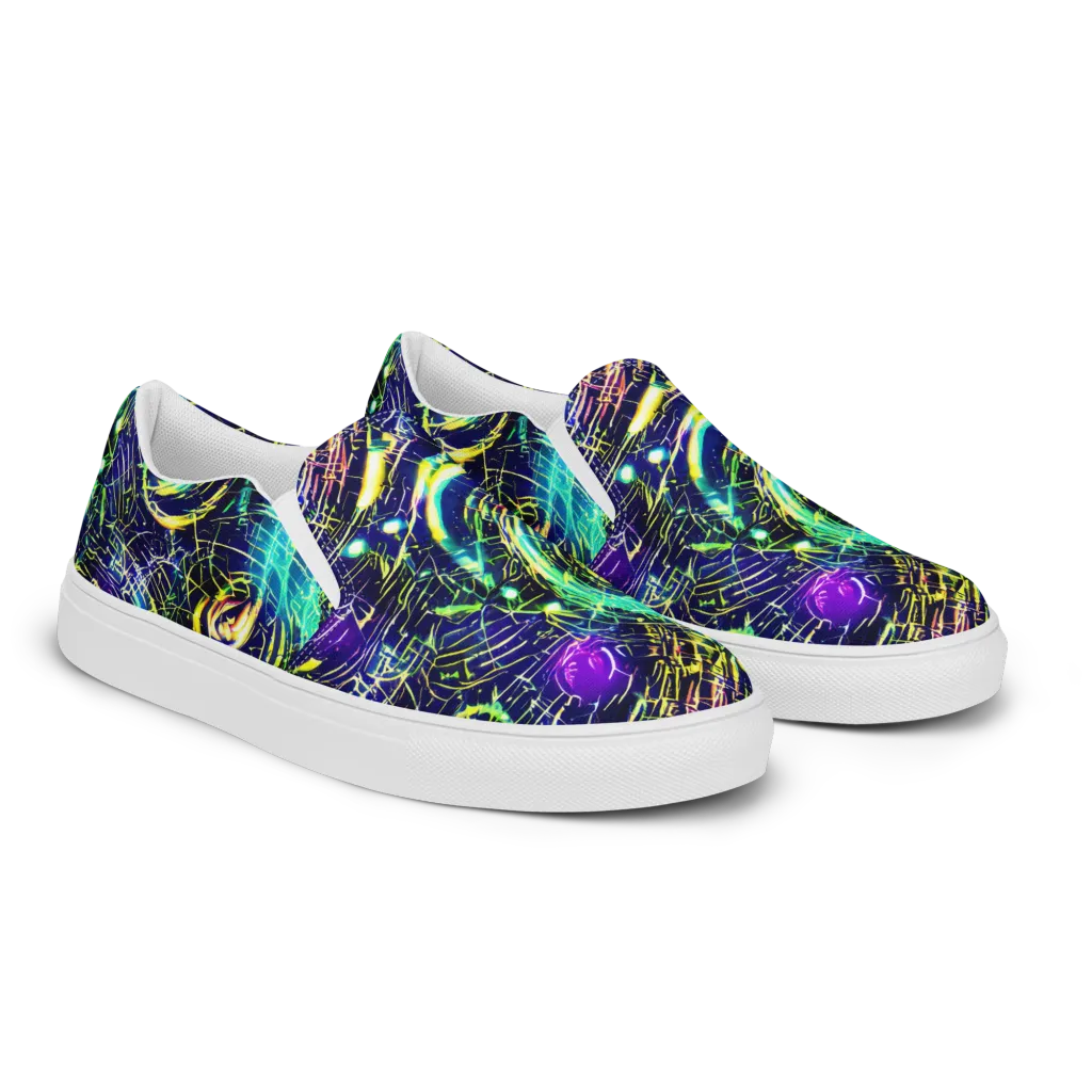 Futurist Fire on Women's Slip-On Canvas Shoes — Right Front