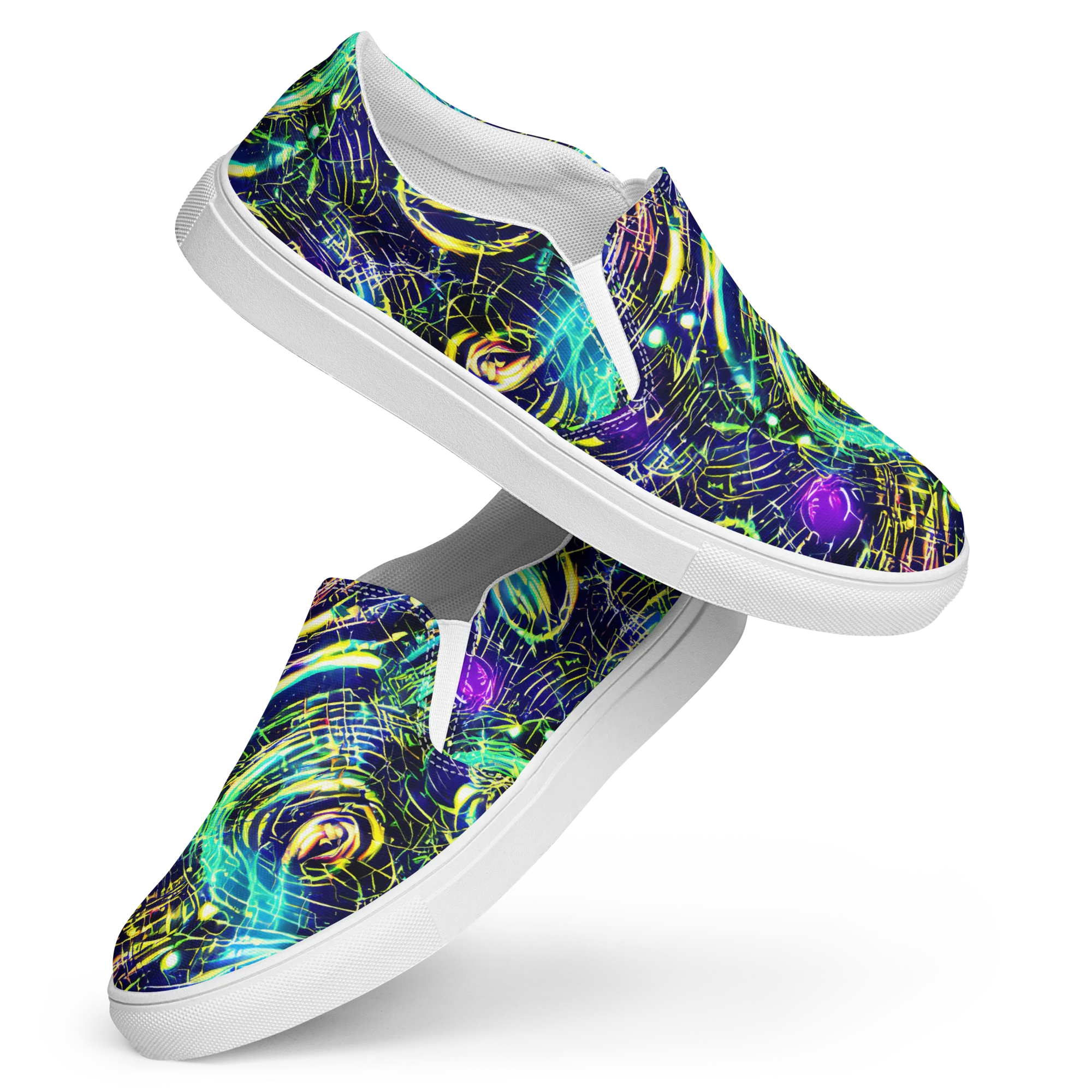 Futurist Fire on Women's Slip-On Canvas Shoes — Front