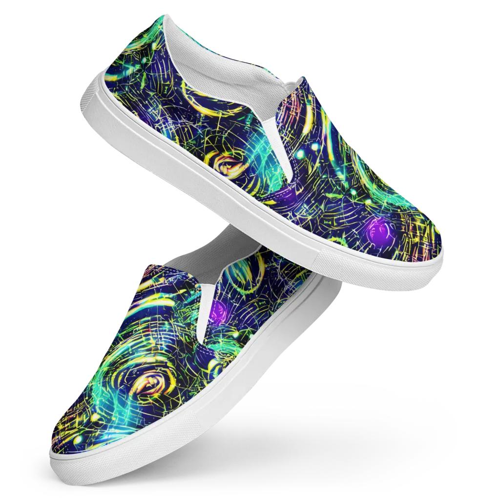 Futurist Fire on Women's Slip-On Canvas Shoes — Front