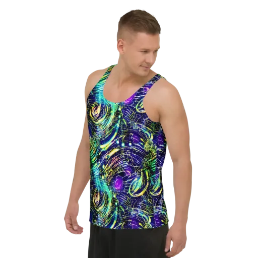 Futurist Fire on a Men's Tank Top