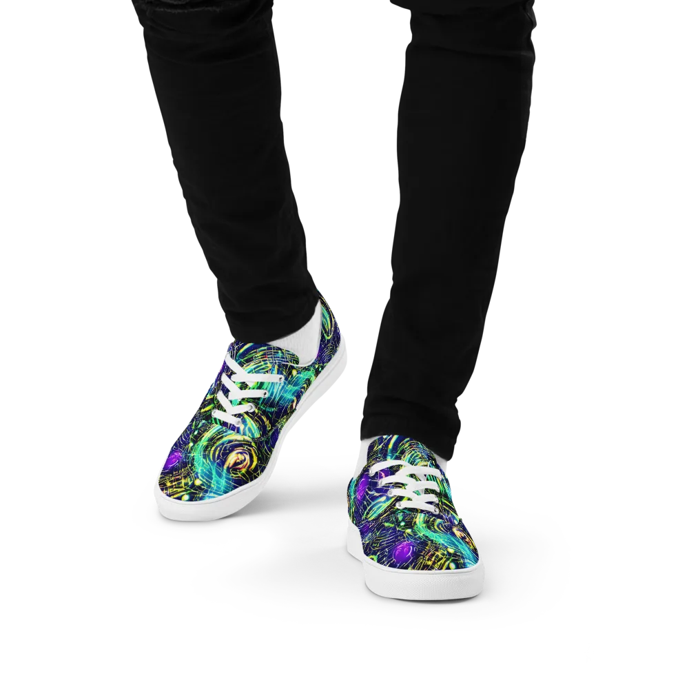 Futurist Fire on Men's Lace-Up Canvas Shoes — Front