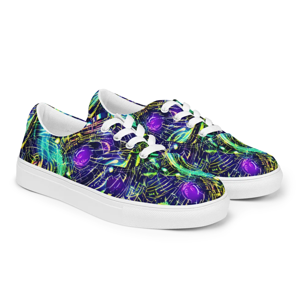 Futurist Fire on Men's Lace-Up Canvas Shoes — Right Front