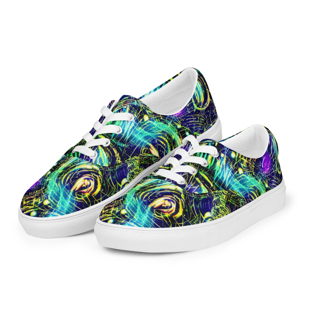 Futurist Fire on Men's Lace-Up Canvas Shoes — Left Front