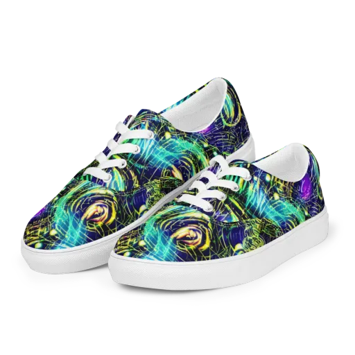 Futurist Fire on a Men's Lace-Up Canvas Shoes