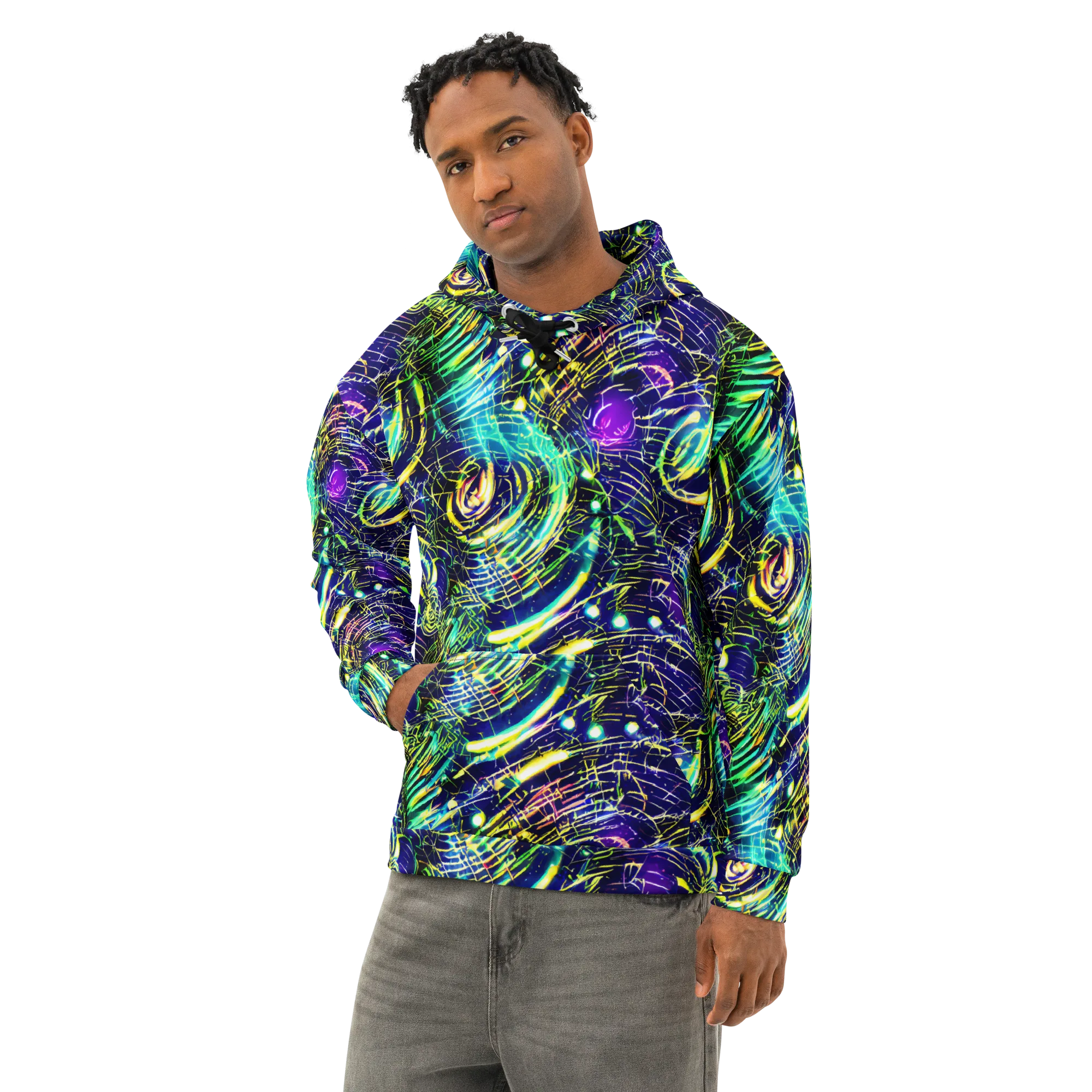 Futurist Fire on Cotton Hoodie — Left Front