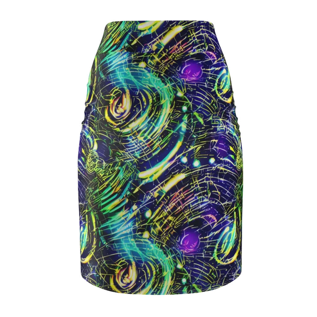 Futurist Fire on Pencil Skirt — Back
