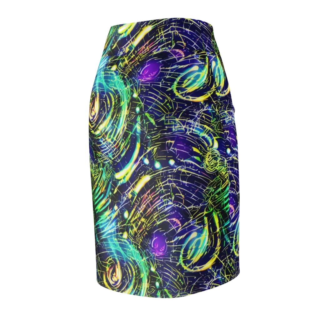 Futurist Fire on Pencil Skirt — Back Side