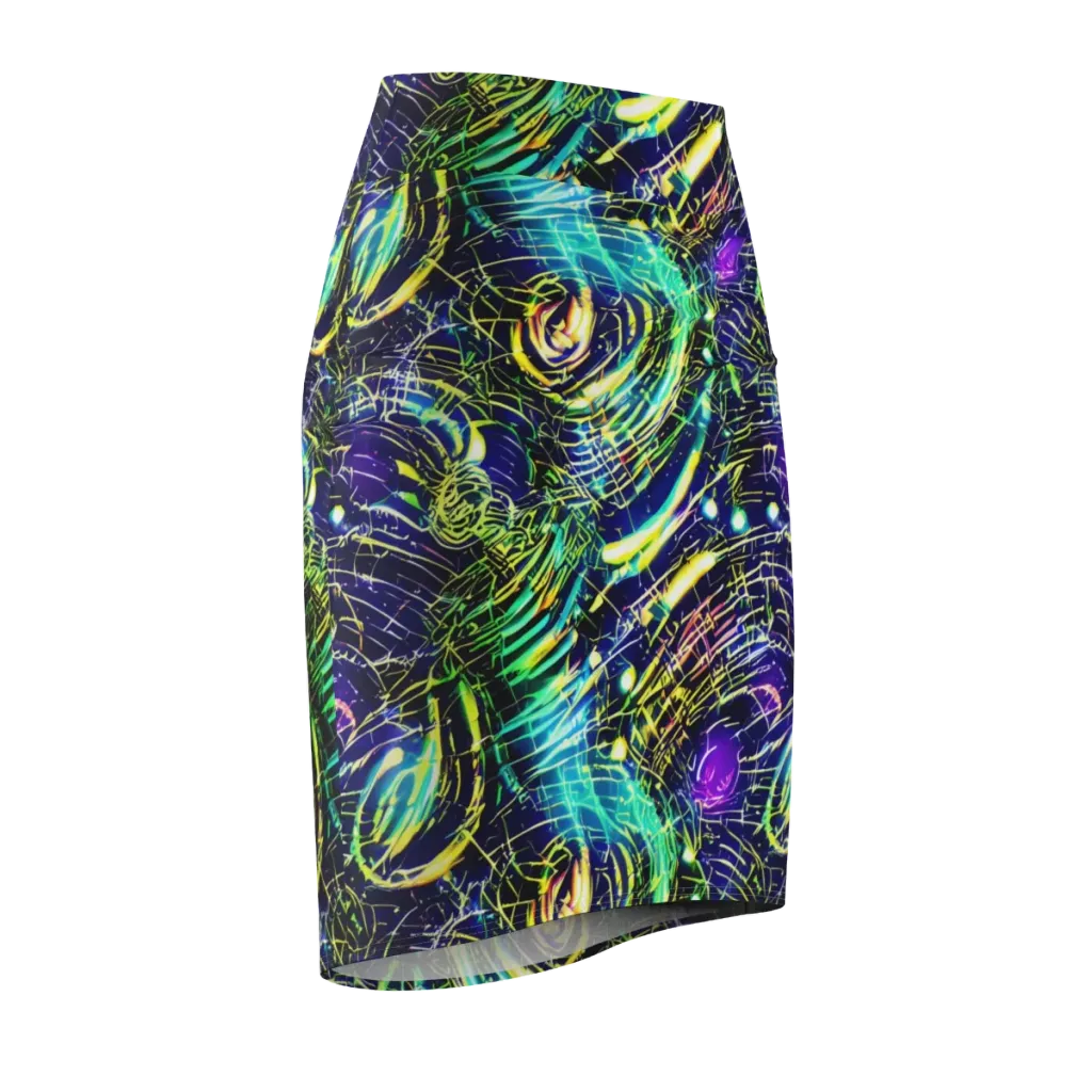Futurist Fire on Pencil Skirt — Front Side