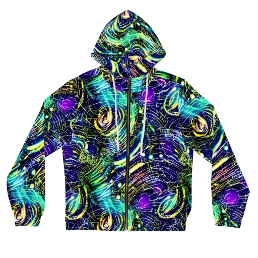 Futurist Fire on a Women's Full-Zip Hoodie