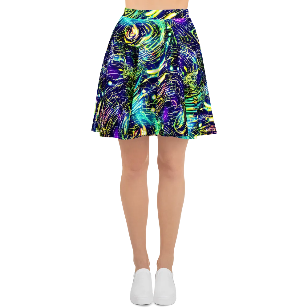 Futurist Fire on Skater Skirt — Front