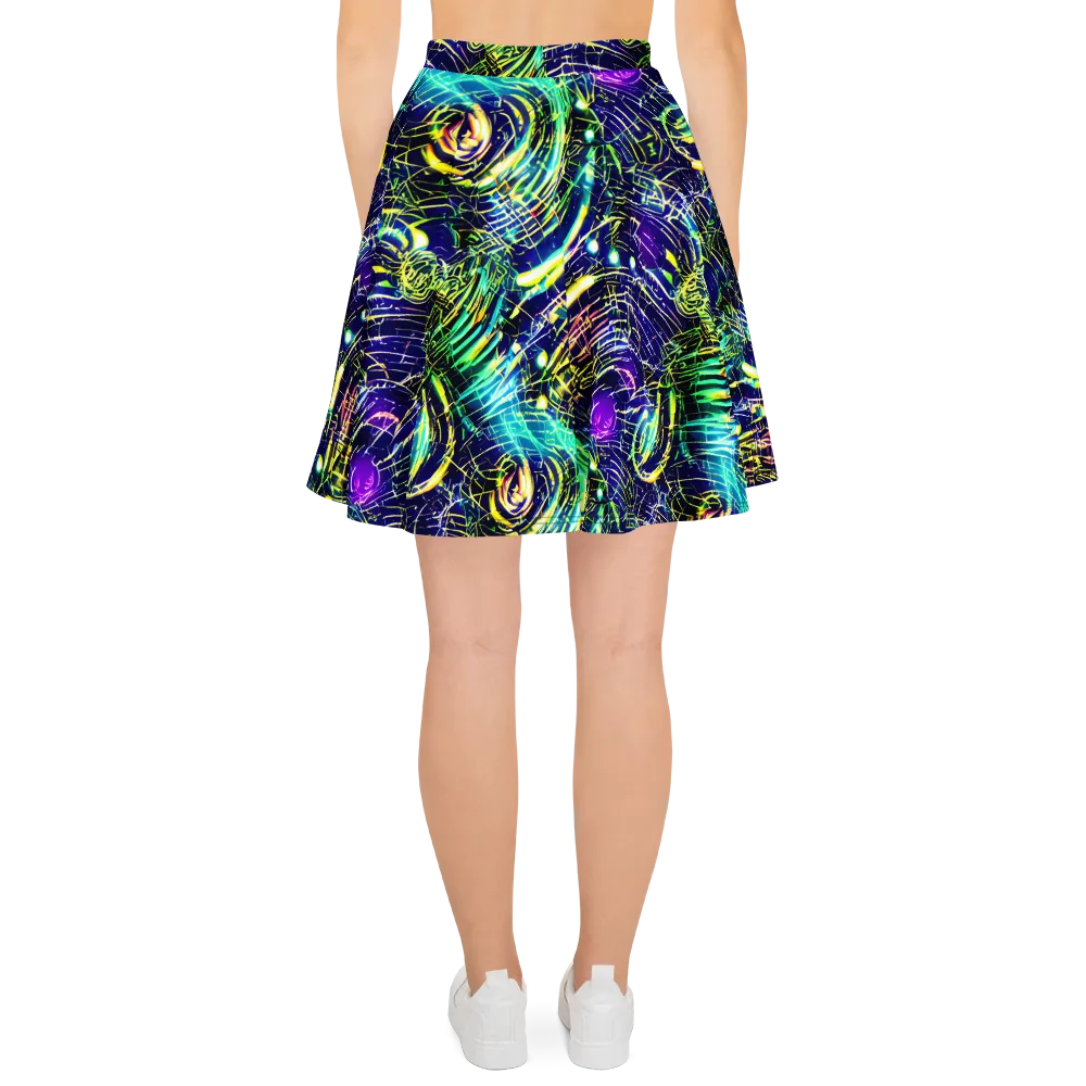 Futurist Fire on Skater Skirt — Back