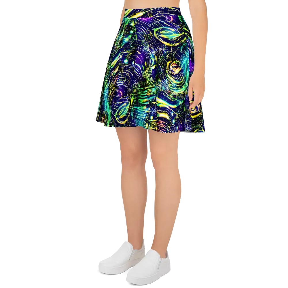 Futurist Fire on Skater Skirt — Left
