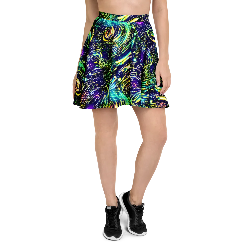 Futurist Fire on Skater Skirt — Front