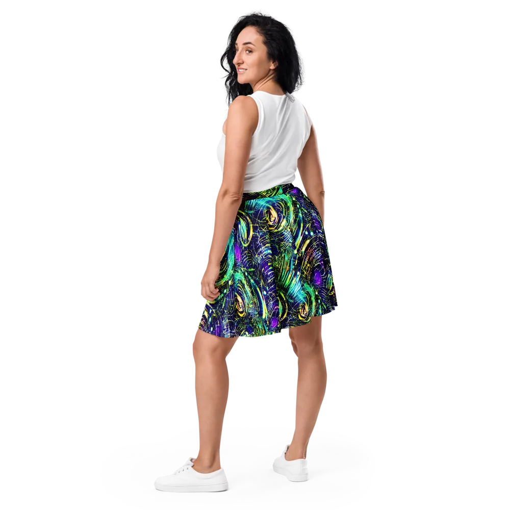 Futurist Fire on Skater Skirt — Back