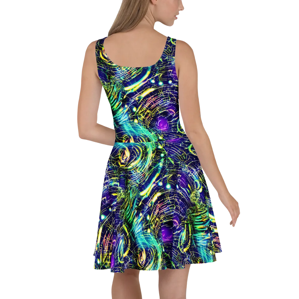 Futurist Fire on Skater Dress — Back