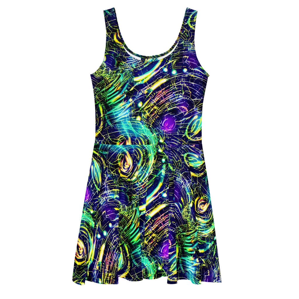 Futurist Fire on Skater Dress — Front
