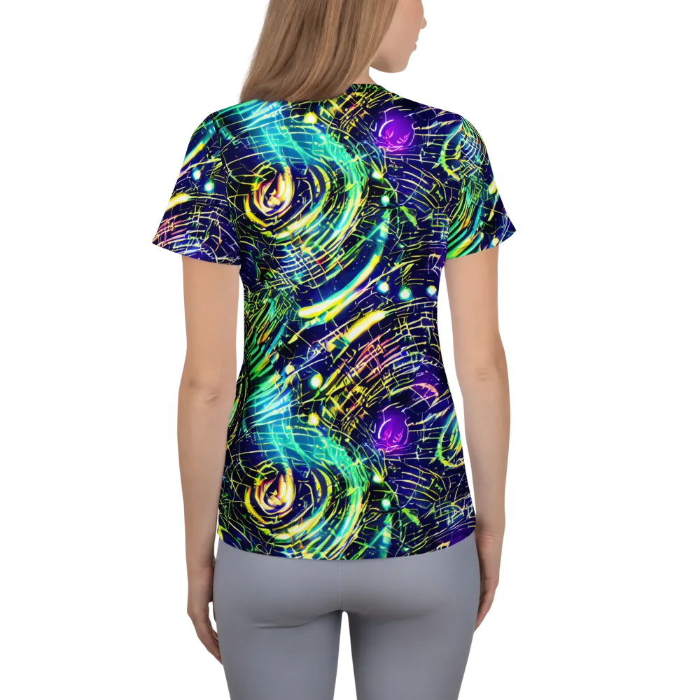 Futurist Fire on Women's Athletic T-Shirt — Back