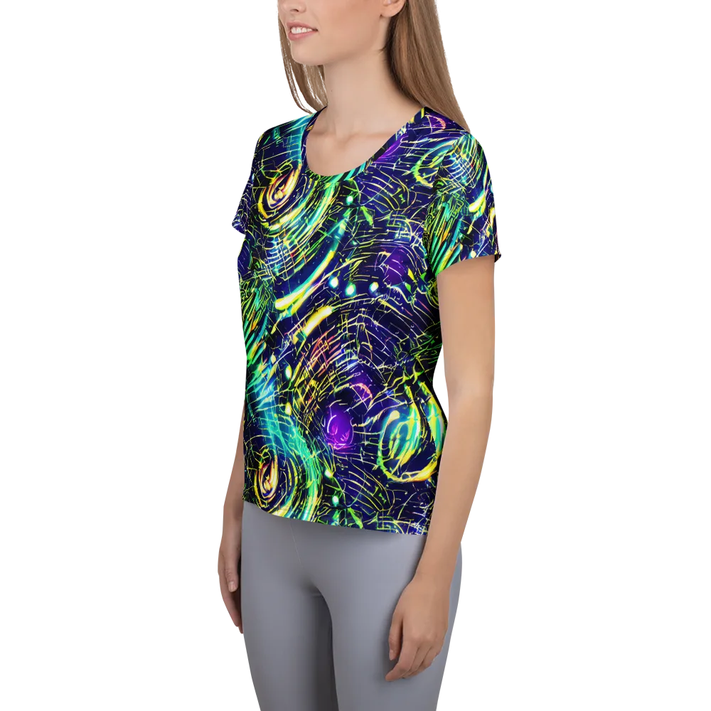 Futurist Fire on Women's Athletic T-Shirt — Left