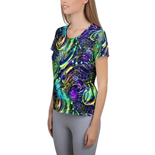 Futurist Fire on a Women's Athletic T-Shirt