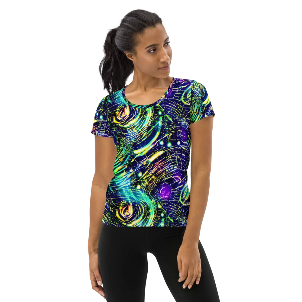 Futurist Fire on Women's Athletic T-Shirt — Front
