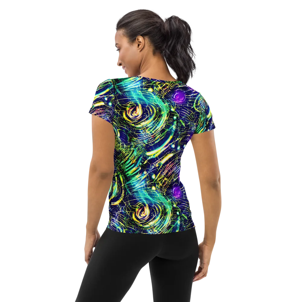 Futurist Fire on Women's Athletic T-Shirt — Back