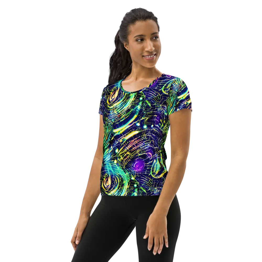 Futurist Fire on Women's Athletic T-Shirt — Left