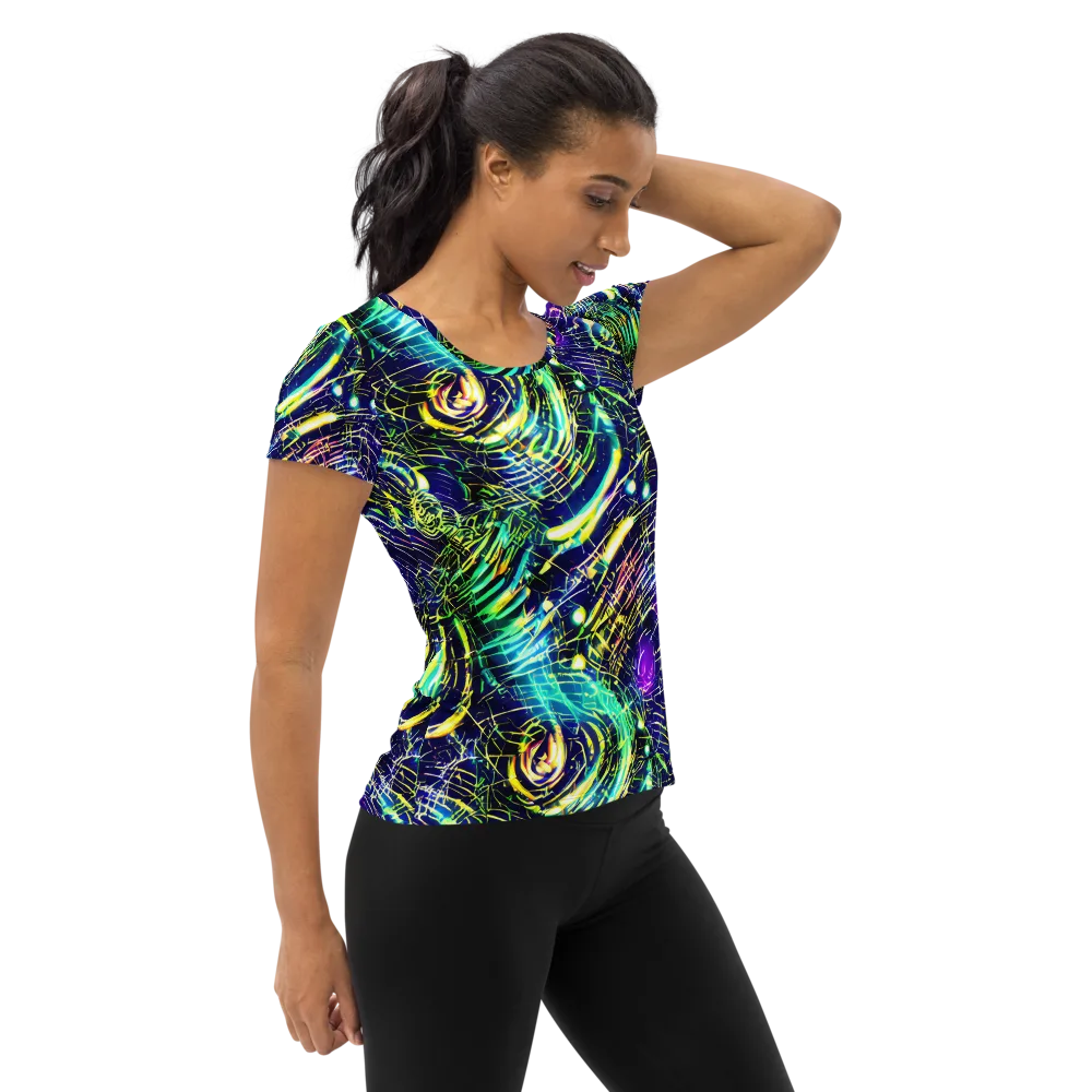 Futurist Fire on Women's Athletic T-Shirt — Right