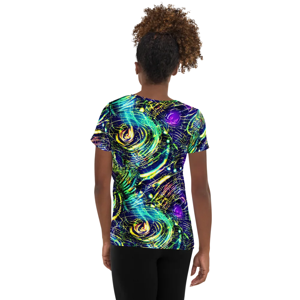 Futurist Fire on Women's Athletic T-Shirt — Back