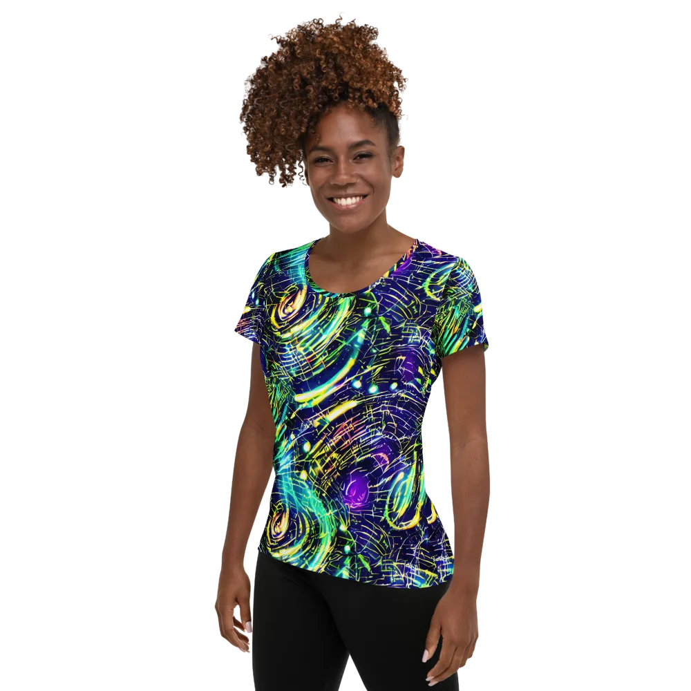 Futurist Fire on Women's Athletic T-Shirt — Left