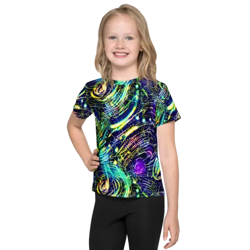 Futurist Fire on a Kids Crew Neck T-Shirt
