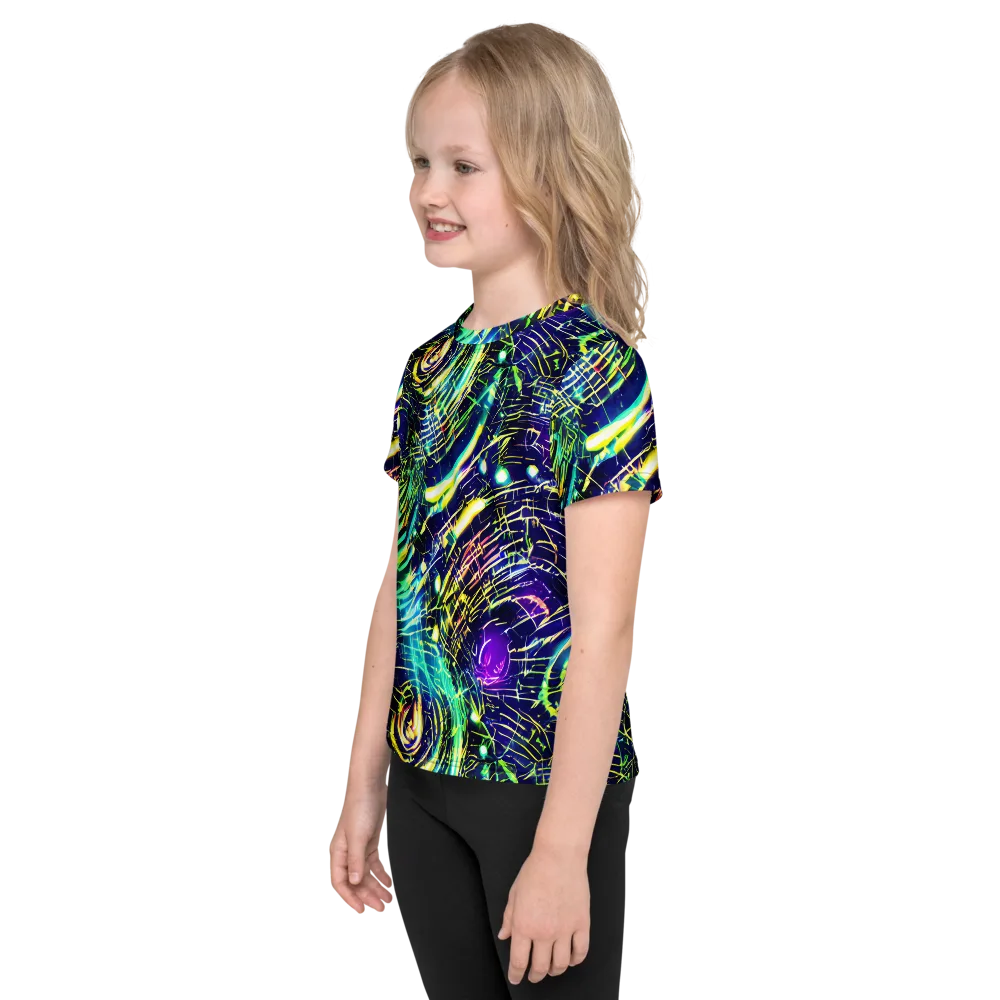 Futurist Fire on Kids Crew Neck T-Shirt — Left