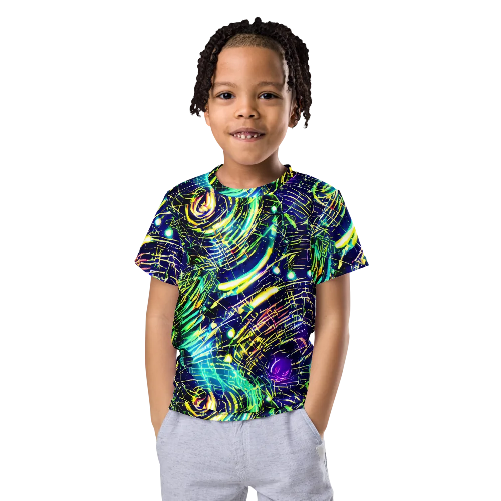 Futurist Fire on Kids Crew Neck T-Shirt — Front