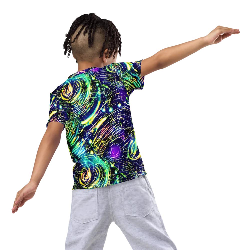 Futurist Fire on Kids Crew Neck T-Shirt — Back