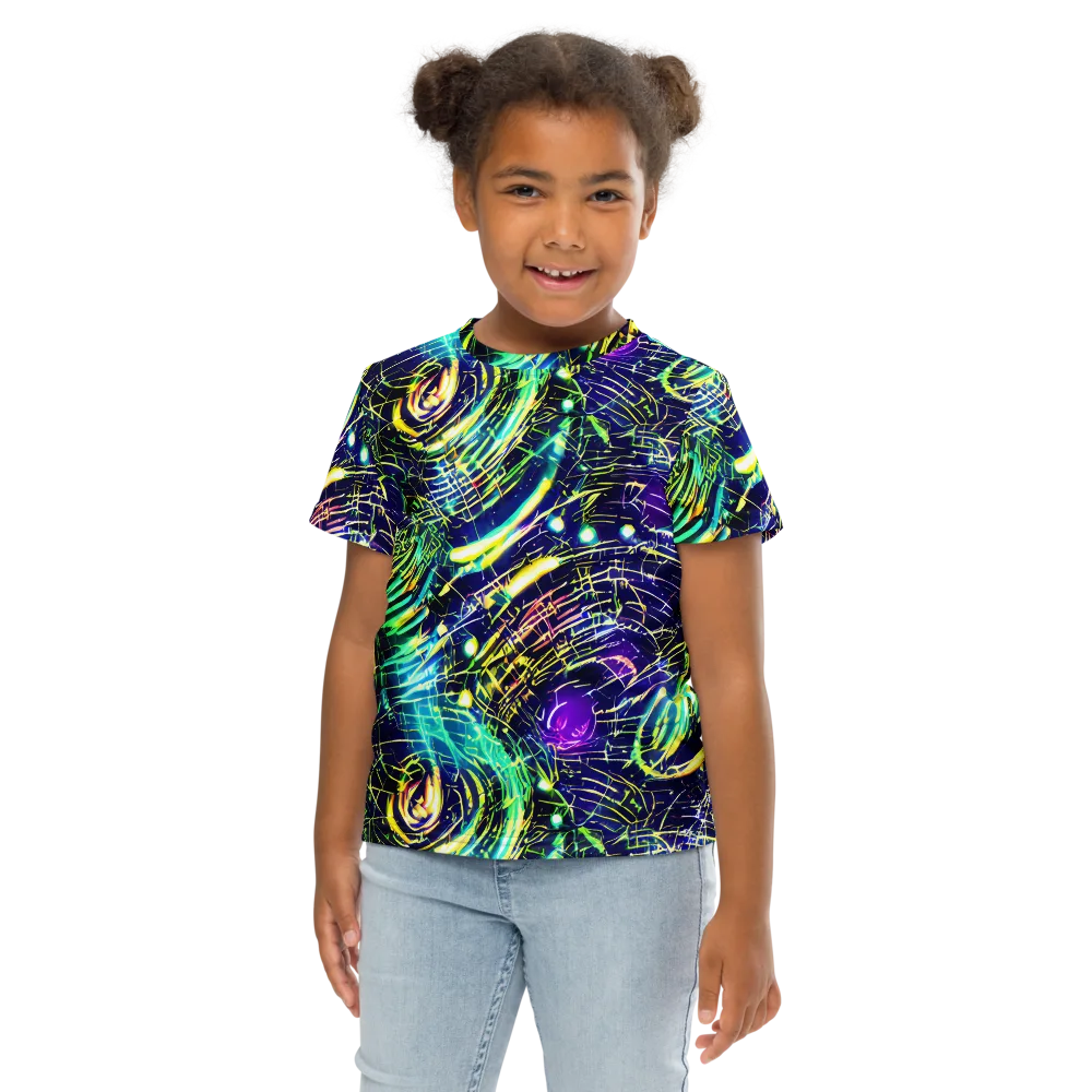Futurist Fire on Kids Crew Neck T-Shirt — Front