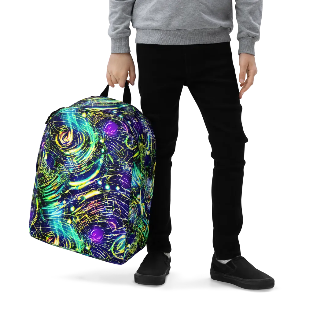 Futurist Fire on Minimalist Backpack — Zoomed-in