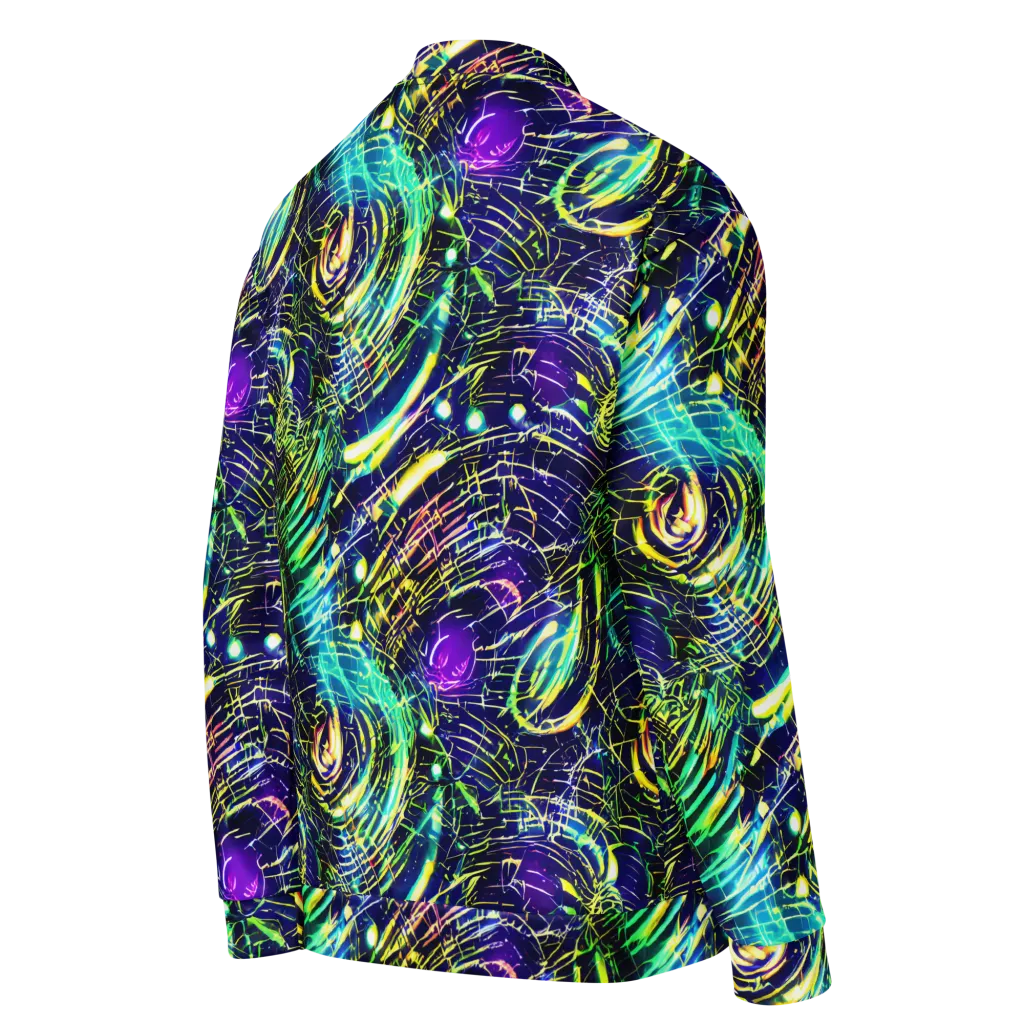 Futurist Fire on Bomber Jacket — Right Back