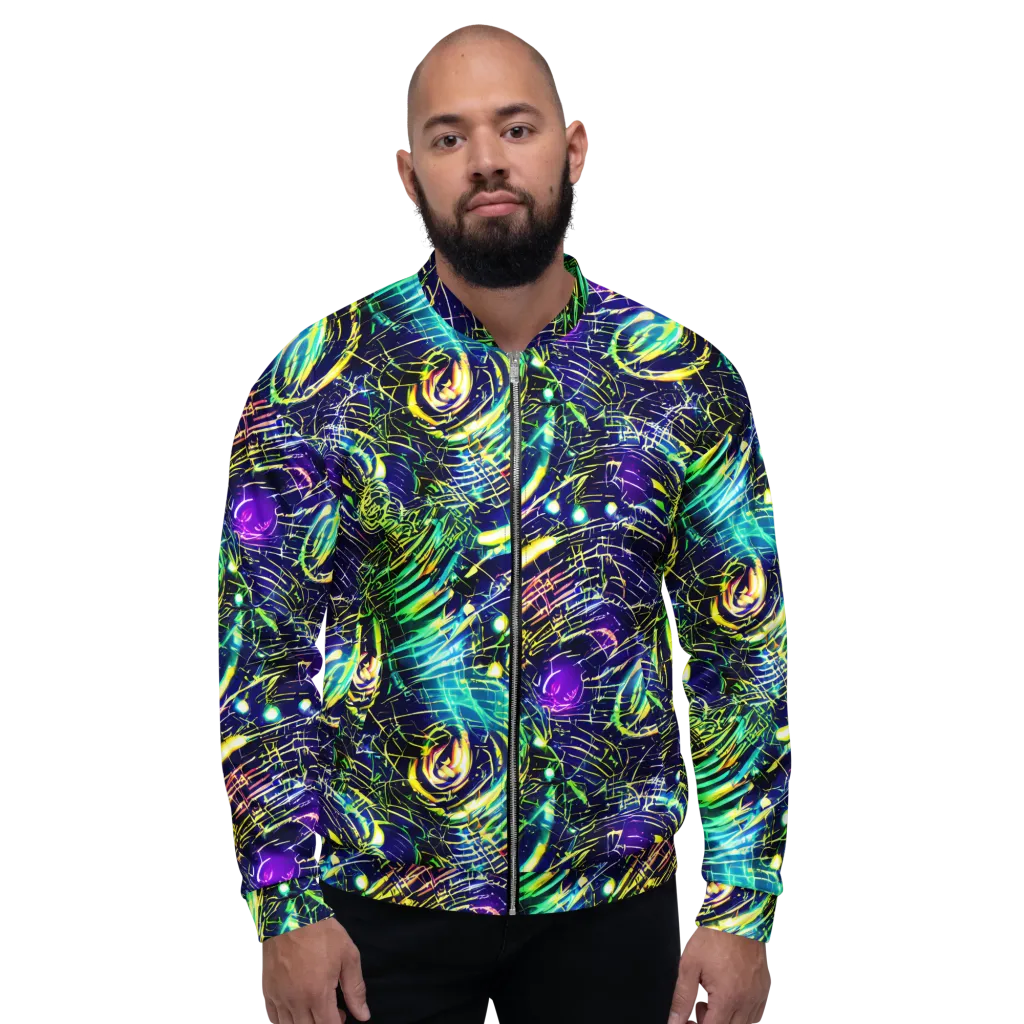 Futurist Fire on Bomber Jacket — Front