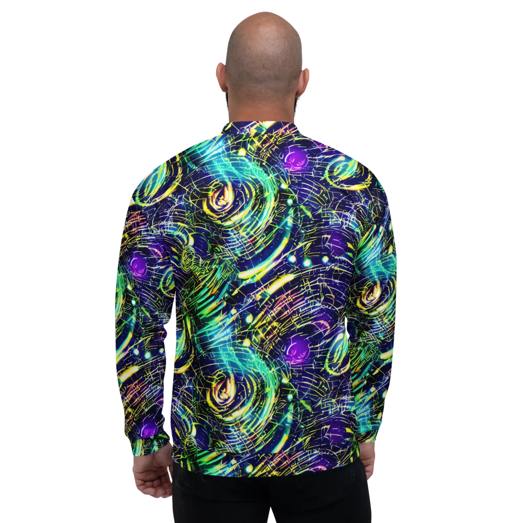 Futurist Fire on Bomber Jacket — Back