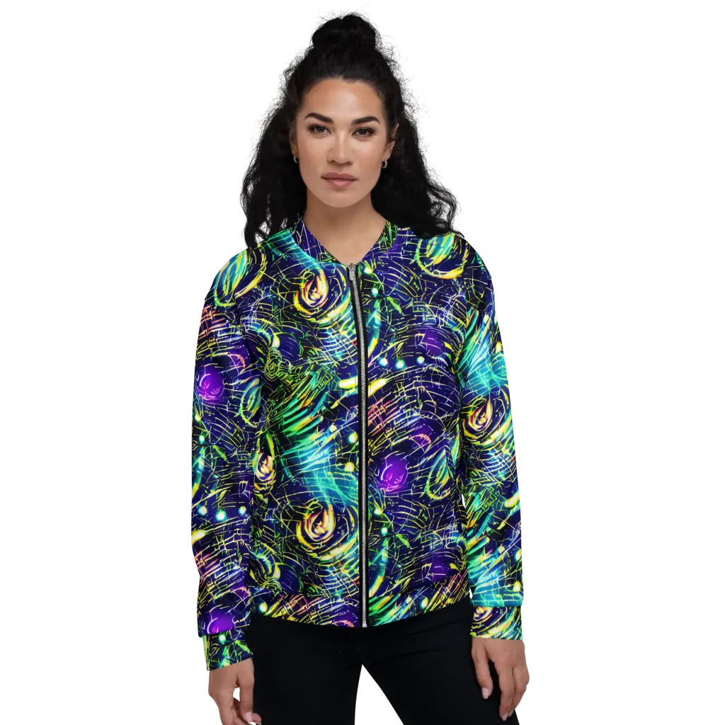 Futurist Fire on Bomber Jacket — Front