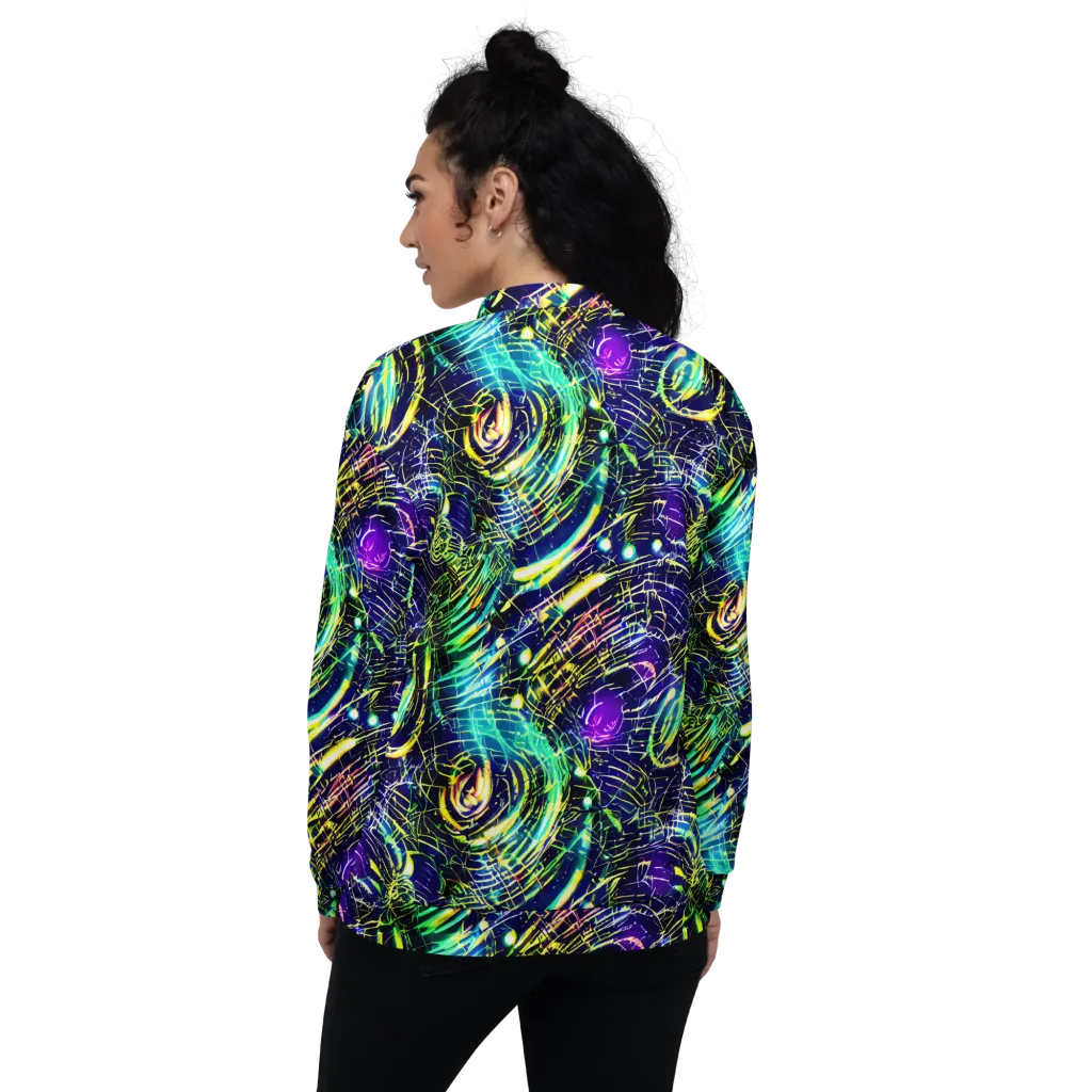 Futurist Fire on Bomber Jacket — Back