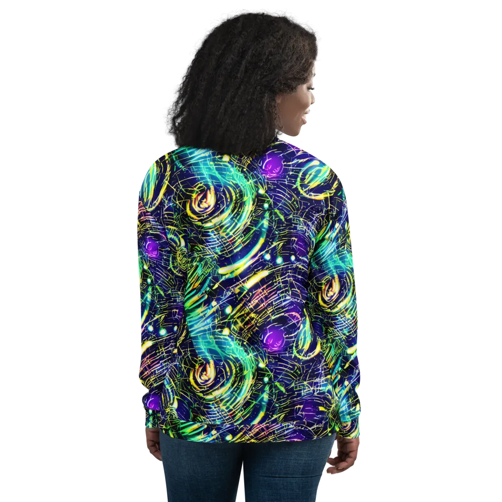Futurist Fire on Bomber Jacket — Back