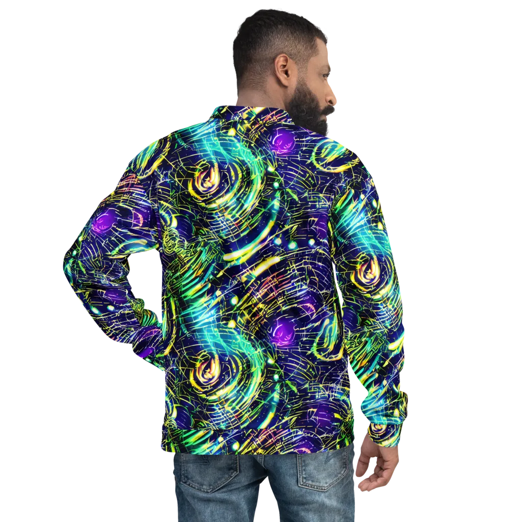 Futurist Fire on Bomber Jacket — Back