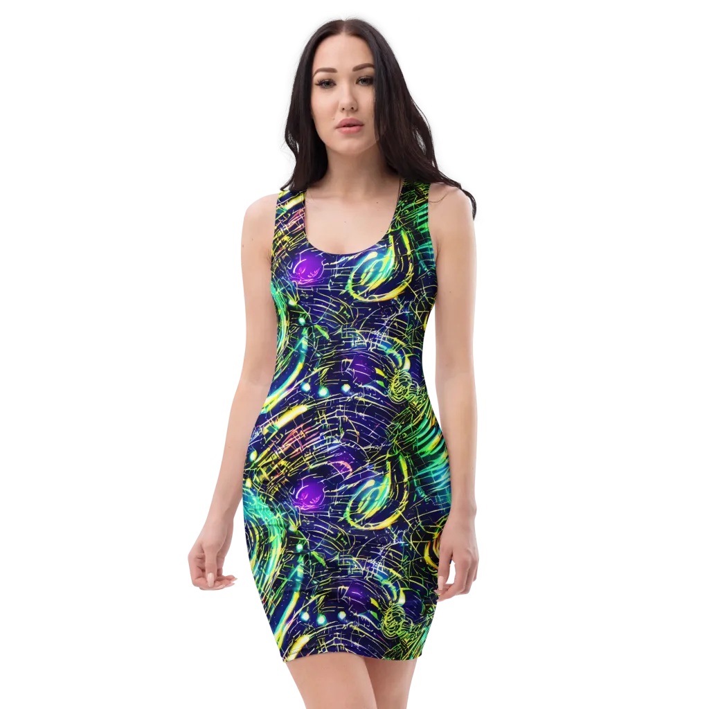 Futurist Fire on Bodycon Dress — Front