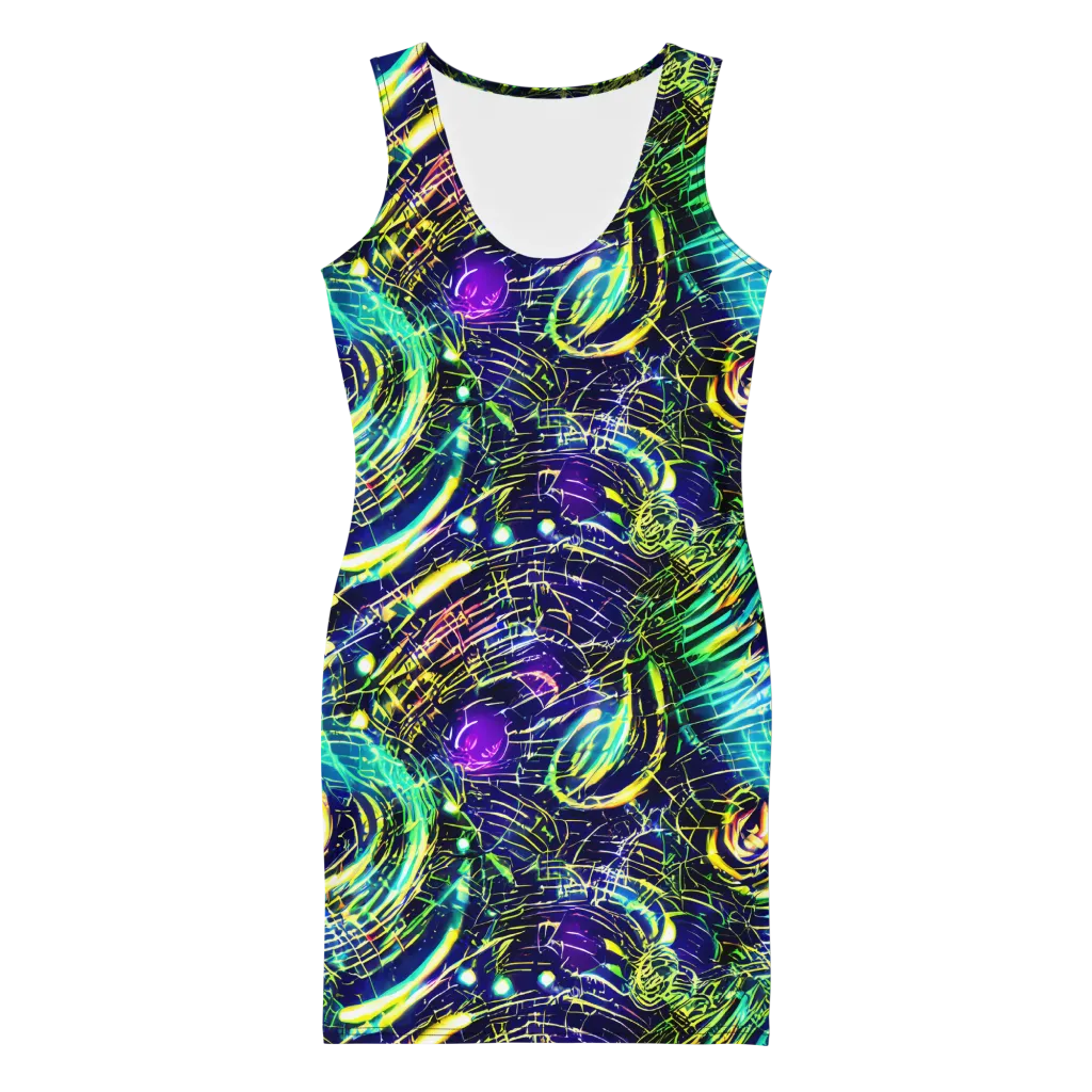 Futurist Fire on Bodycon Dress — Front