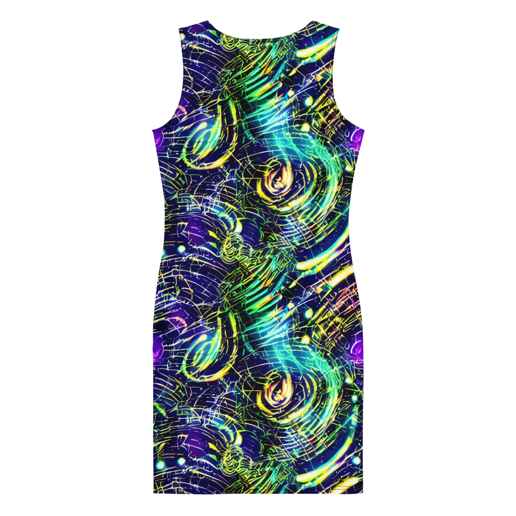 Futurist Fire on Bodycon Dress — Back