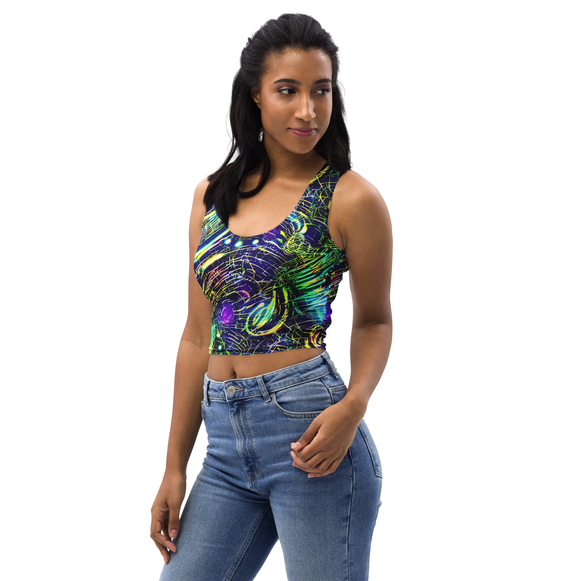 Futurist Fire on Crop Top — Left Front
