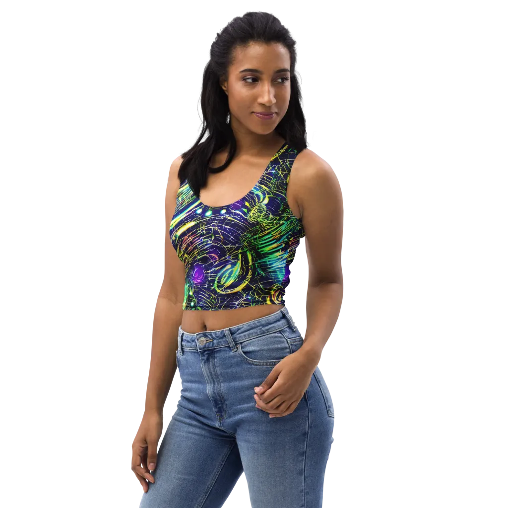 Futurist Fire on Crop Top — Left Front