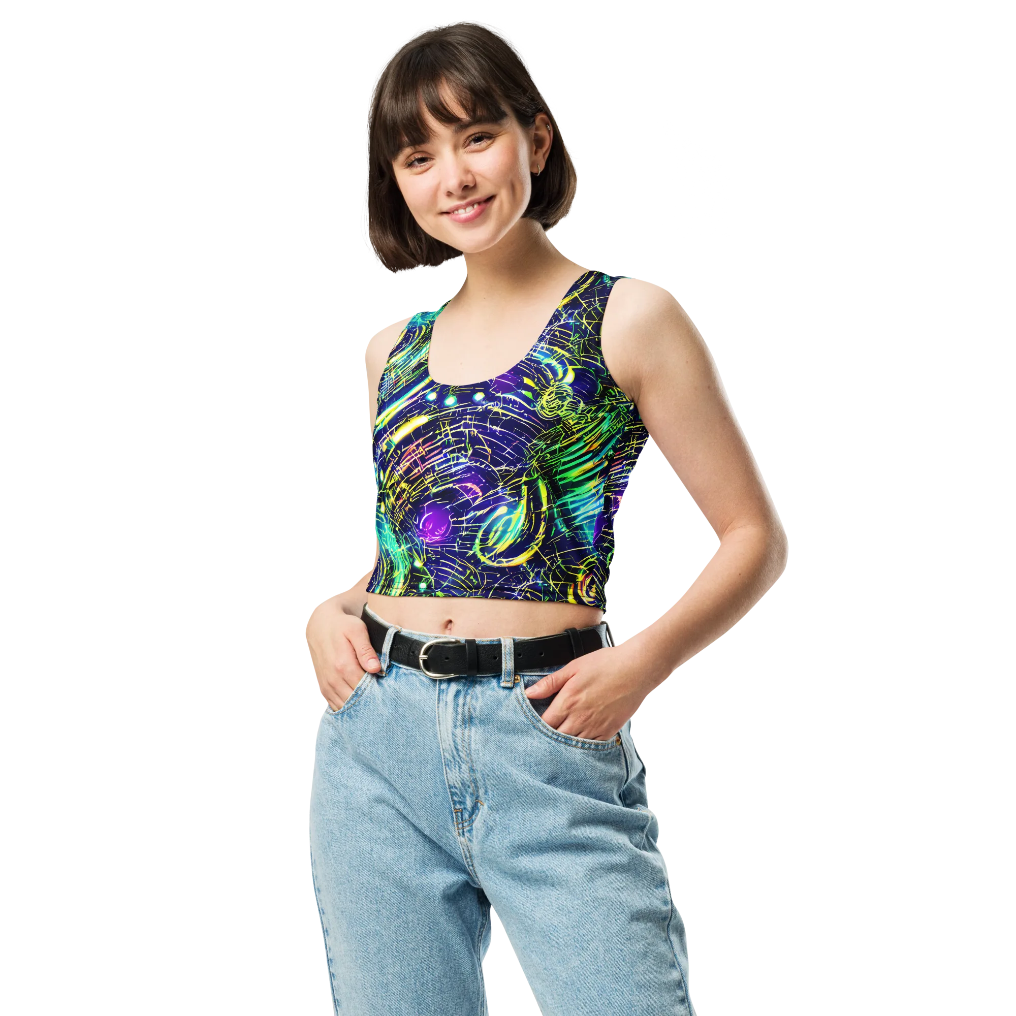 Futurist Fire on Crop Top — Front